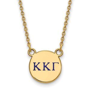 14K Plated Silver Kappa Kappa Gamma Sm Blue Enamel Necklace